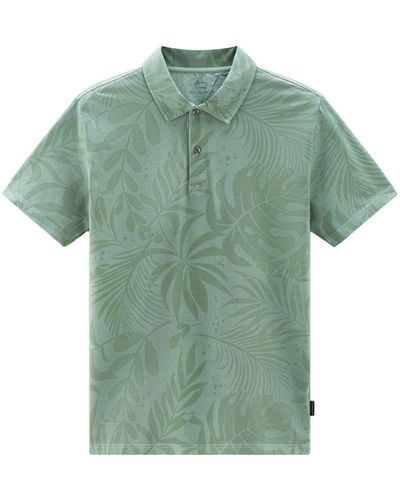 Woolrich Katoenen Ooloshirt Met Tropische Print - Groen