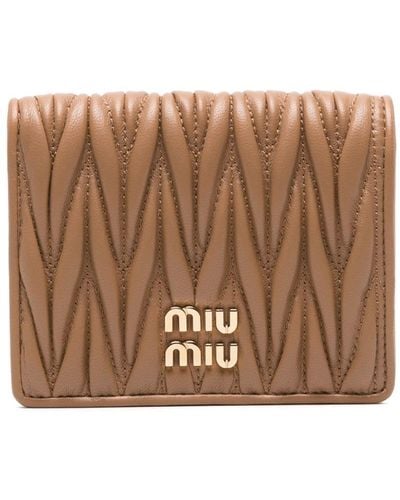 Miu Miu Matelassé Bi-fold Wallet - Brown