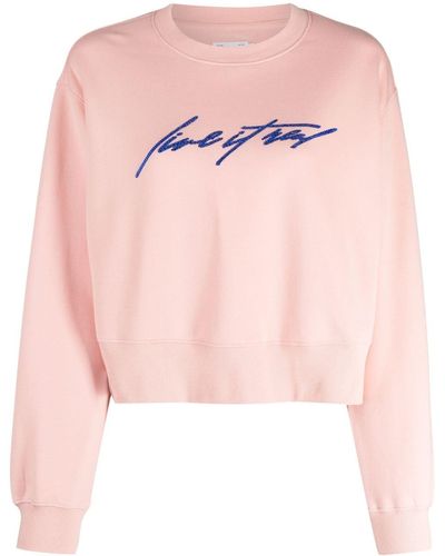 Izzue Rhinestone-embellished Crew-neck Sweatshirt - Pink