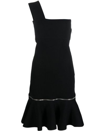 Alexander McQueen Zip-detail One-shoulder Dress - Black