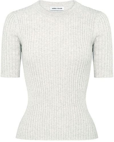 Anna Quan Bebe Ribbed-knit Cotton Top - White