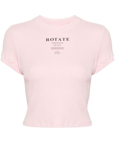 ROTATE BIRGER CHRISTENSEN Cropped-T-Shirt mit Logo-Print - Pink