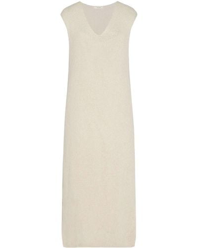 The Row Folosa V-neck Midi Dress - Women's - Silk - White
