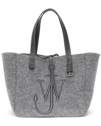 JW Anderson Belt Embroidered-logo Tote Bag - Grey