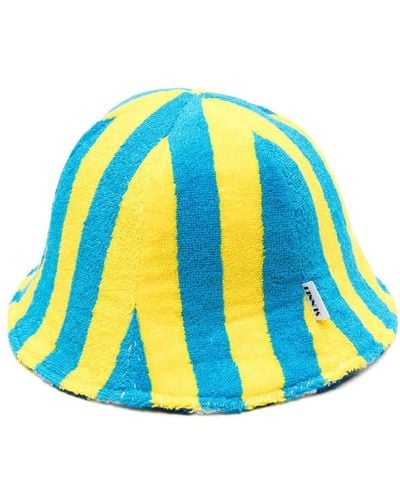 Sunnei Striped Reversible Terry-cloth Sun Hat - Blue