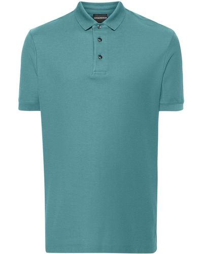 Emporio Armani Piqué-weave Cotton Polo Shirt - Green