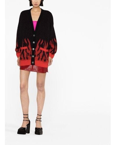 Alessandra Rich Cardigan en maille intarsia - Rouge