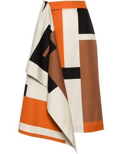 Fendi Popeline Midi-rok Met Ff Puzzle-print - Oranje