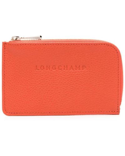 Longchamp Le Foulonné Leather Cardholder - Orange
