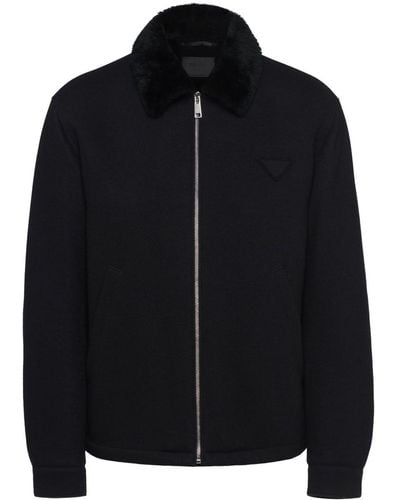 Prada Blouson Shearling Collar Jacket - Black