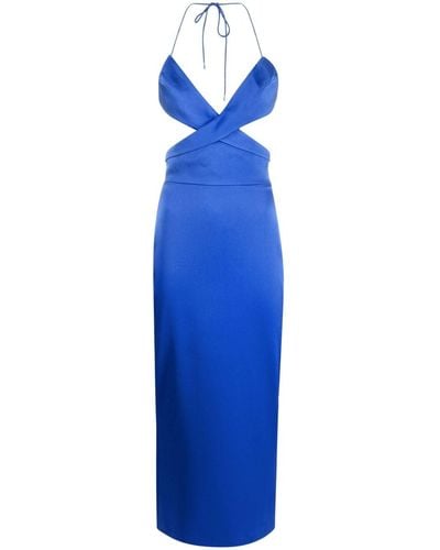 Alex Perry Mason Satin Cut-out Midi Dress - Blue