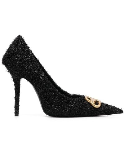 Balenciaga Square Knife Tweed 110mm Court Shoes - Black