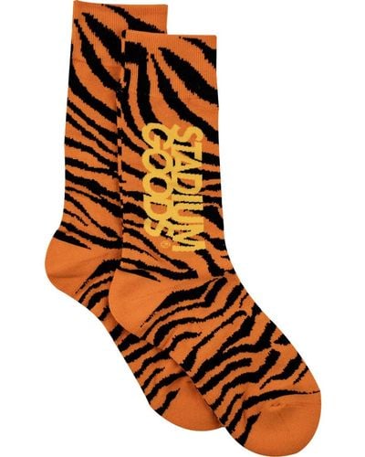 Stadium Goods Logo "tiger Exotic" Crew Socks - Orange