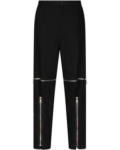 Dolce & Gabbana Pantalones rectos con detalle de cremallera - Negro