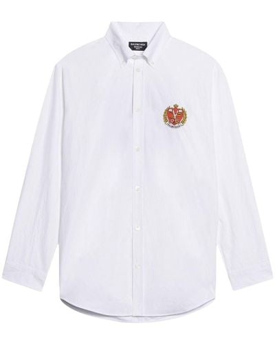 Balenciaga Hemd mit College-Logo - Weiß