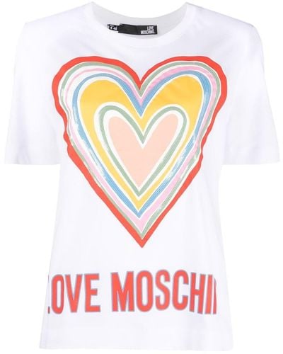 Love Moschino スパンコールハート Tシャツ - ホワイト