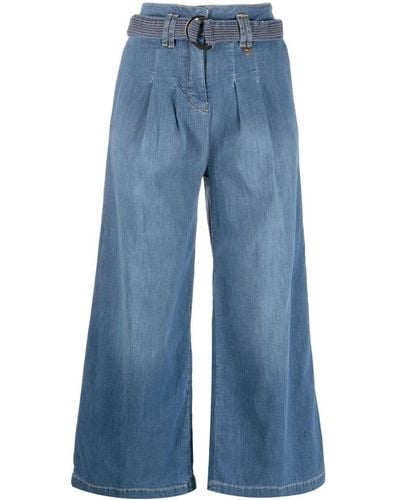 Liu Jo Weite Jeans mit Bundfalten - Blau