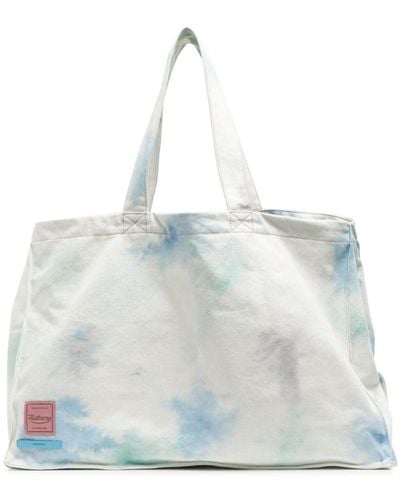 Haikure Paint-splatter Print Cotton Tote Bag - Blue