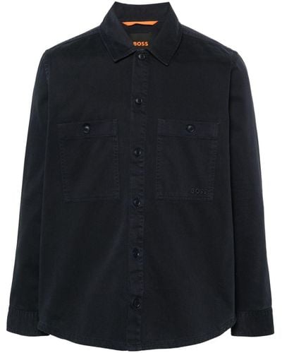 BOSS Embroidered-logo Cotton Shirt - Black
