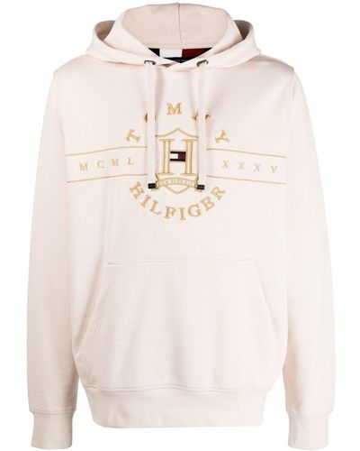 Tommy Hilfiger Embroidered-logo Drawstring Hoodie - Natural