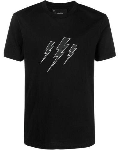 Neil Barrett T-Shirt mit Blitz-Stickerei - Schwarz