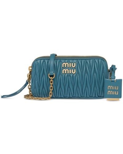 Miu Miu Mini-Tasche aus Matelassé-Leder - Blau
