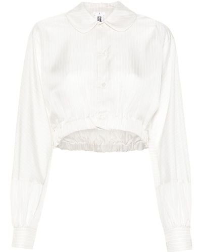 Noir Kei Ninomiya Striped Cropped Shirt - White