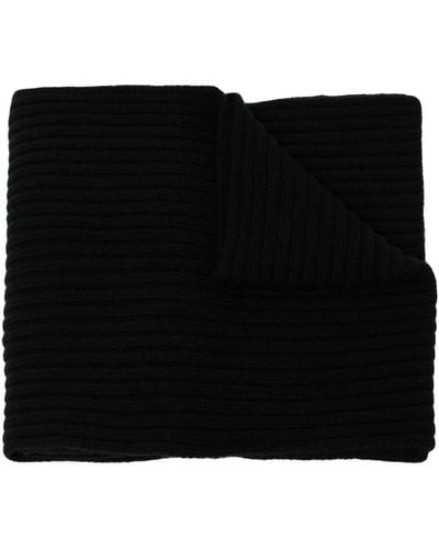 N.Peal Cashmere Ribbed-knit Cashmere Scarf - Black
