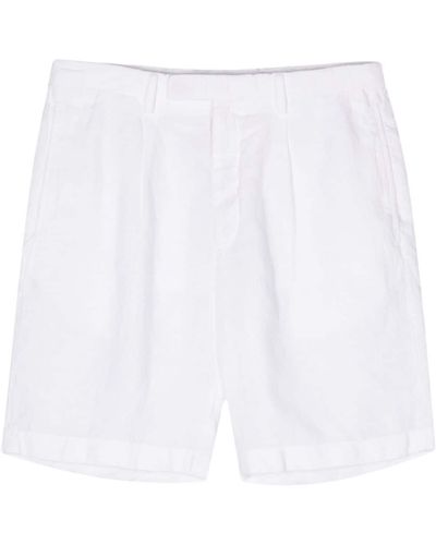 Boglioli Pleated Linen Chambray Shorts - White
