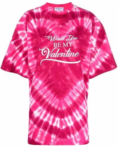 Balenciaga Heart-print Tie-dye T-shirt - Pink