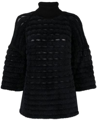 Genny Roll-neck Textured-finish Sweater - Black