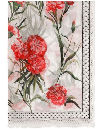 Dolce & Gabbana Sjaal Met Bloemenprint - Grijs