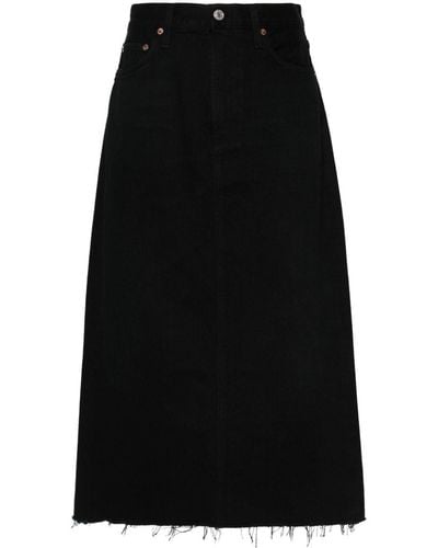 Agolde Frayed Midi Skirt - Black