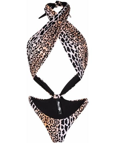 Reina Olga Leopard-print Swimsuit - Brown