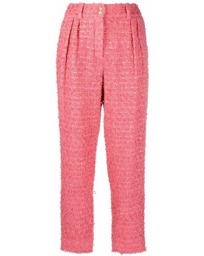 Balmain Cropped-Tweed-Hose - Pink