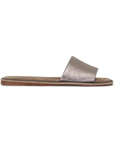 Brunello Cucinelli Square-toe Leather Flat Sandals - White