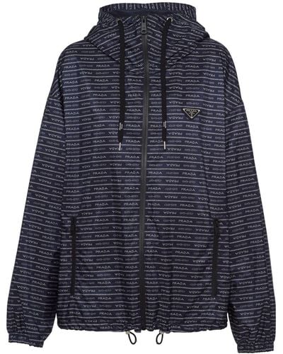 Prada Logo-print Hooded Jacket - Blue