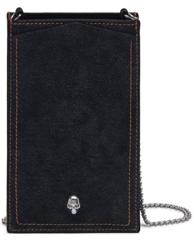 Alexander McQueen Pochette pour smartphone en jean à détail tête de mort - Noir