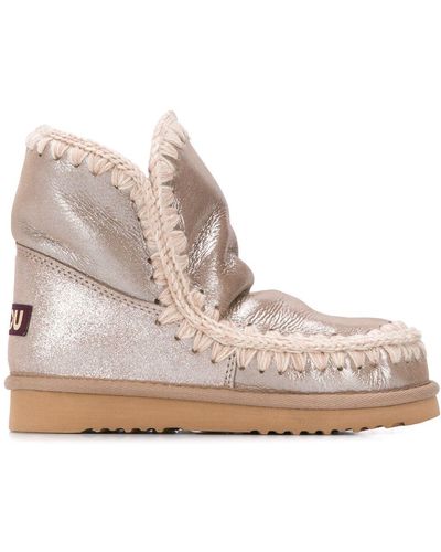 Mou Woven Detail Boots - Natural