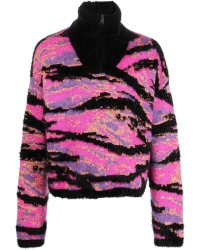 ERL Tiger-jacquard Sweater - Pink