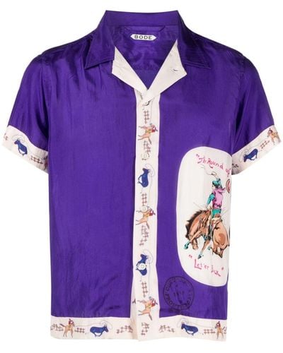 Bode Round Up Short-sleeve Shirt - Purple