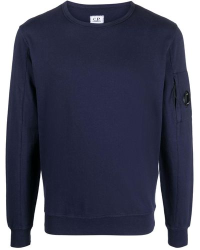 C.P. Company Fleece-Sweatshirt mit Linsen-Patch - Blau
