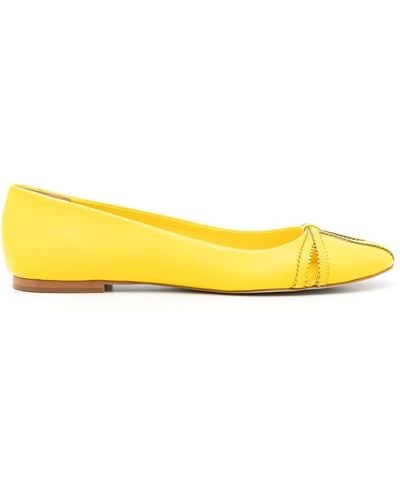 Sarah Chofakian Pati Leather Ballerina Shoes - Yellow