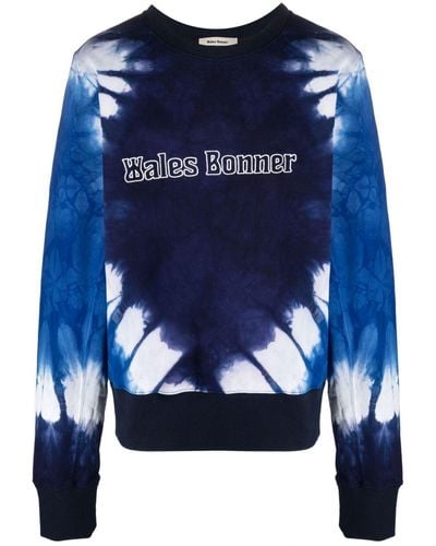 Wales Bonner Sweatshirt mit Batikmuster - Blau