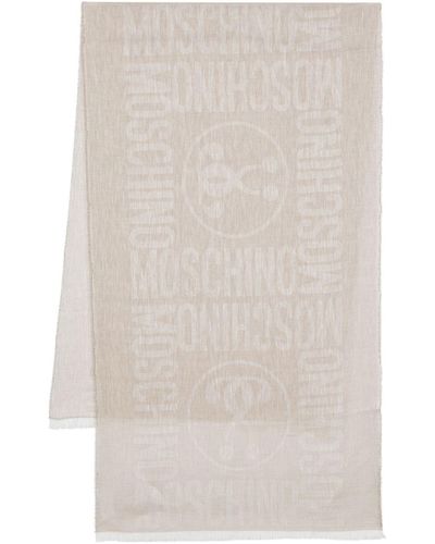 Moschino Logo-jacquard Frayed Scarf - White