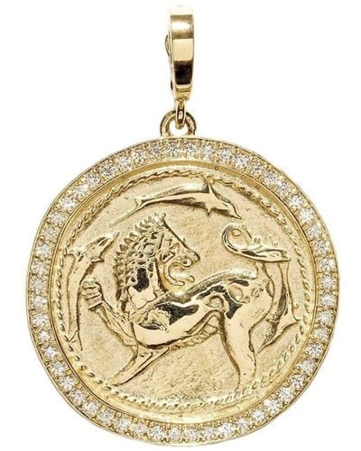 Azlee 18kt Yellow Gold Large Animal Kingdom Coin Pendant - Metallic