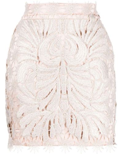 Silvia Tcherassi Ronela Lace-embroidered Miniskirt - Natural