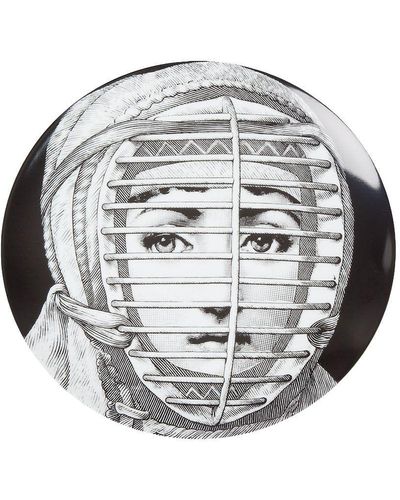 Fornasetti Piatto con volto - Grigio