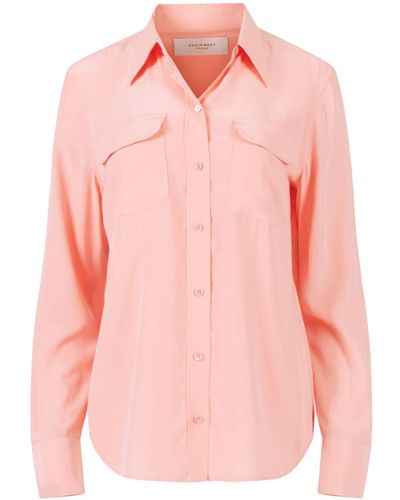 Equipment Camisa Signature de seda - Rosa