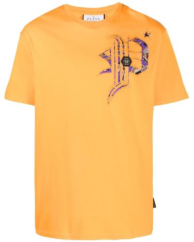Philipp Plein Skull-print T-shirt - Arancione